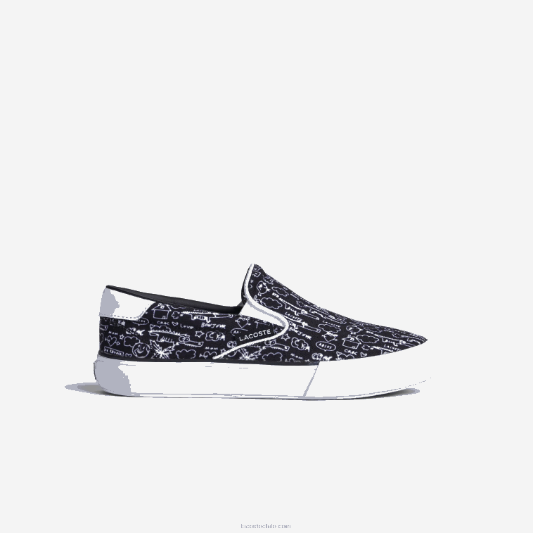 niños Lacoste blanco y negro 312 saltar servir textil sin cordones N6XZ23234