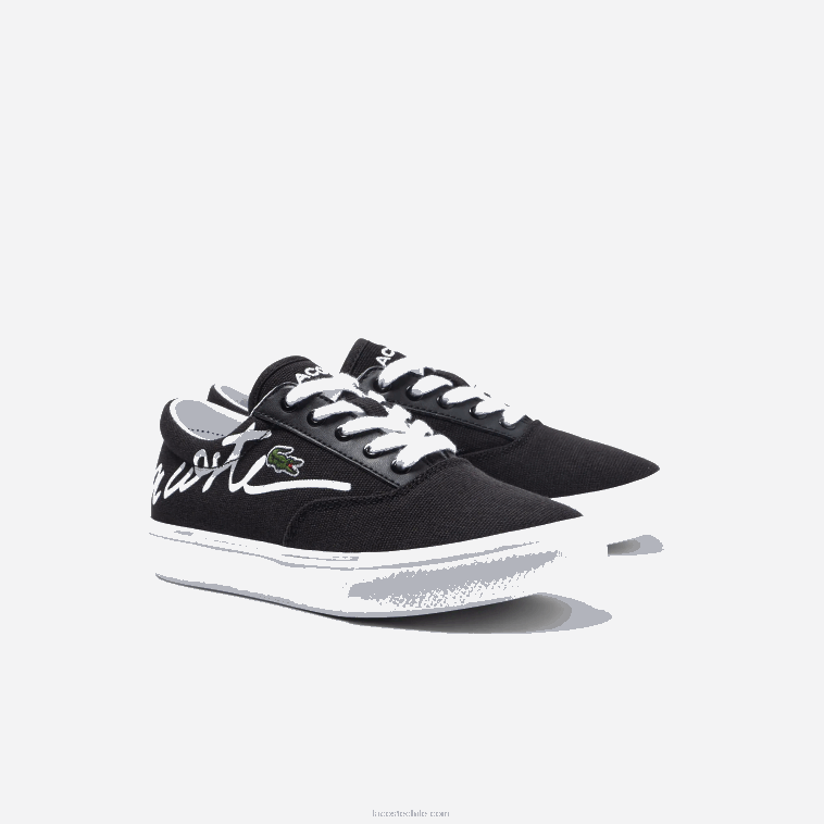 niños Lacoste blanco y negro 312 zapatillas deportivas Jump Serve de tejido con encaje N6XZ23305