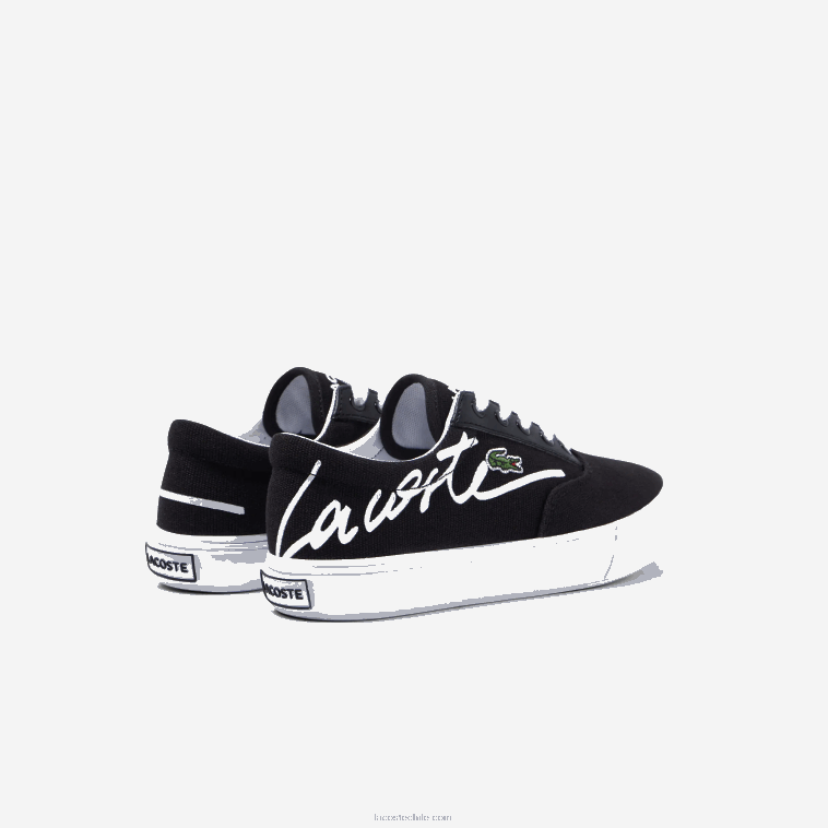 niños Lacoste blanco y negro 312 zapatillas deportivas Jump Serve de tejido con encaje N6XZ23305