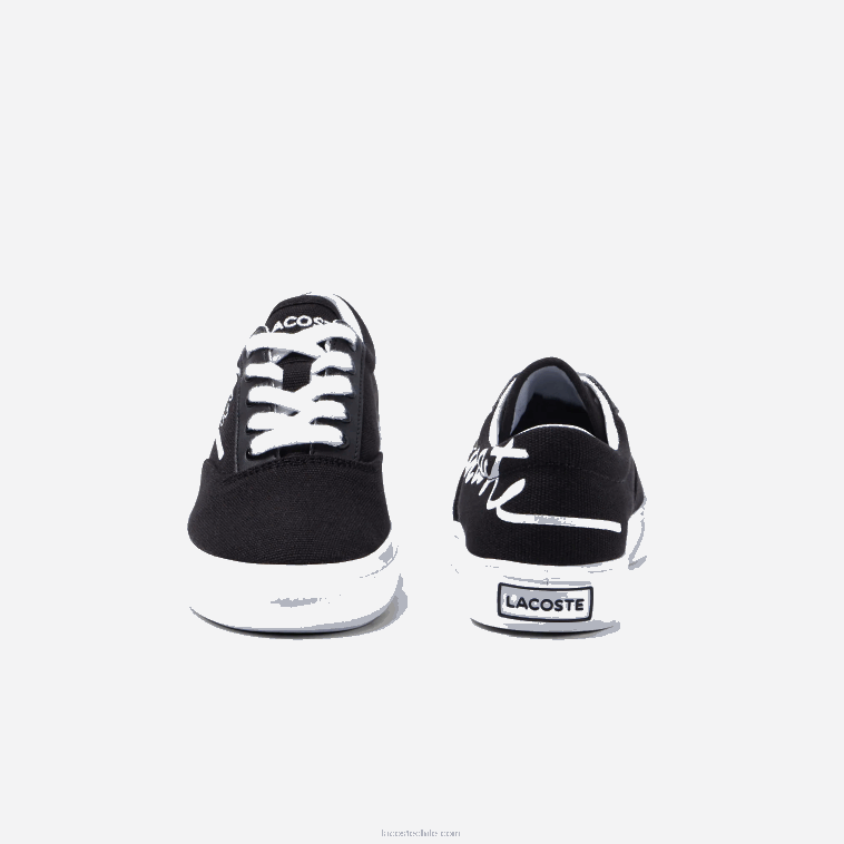 niños Lacoste blanco y negro 312 zapatillas deportivas Jump Serve de tejido con encaje N6XZ23305