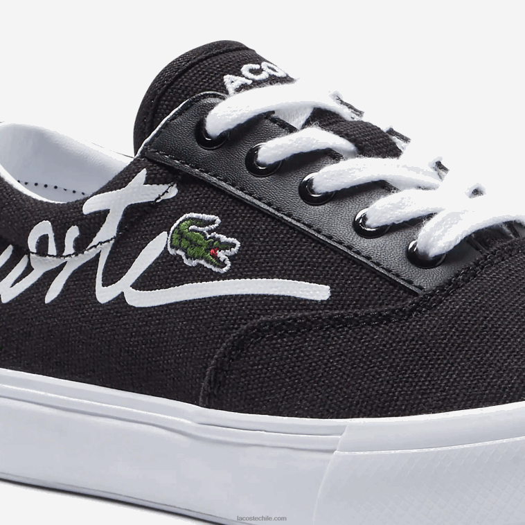 niños Lacoste blanco y negro 312 zapatillas deportivas Jump Serve de tejido con encaje N6XZ23305