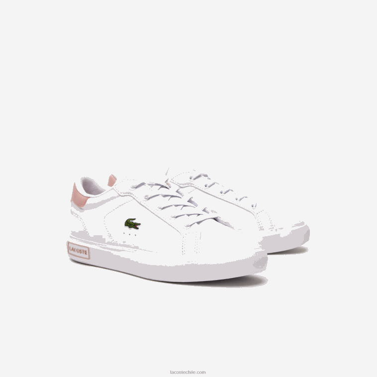 niños Lacoste blanco y rosa claro 1y9 tenis sintéticos powercourt N6XZ23066
