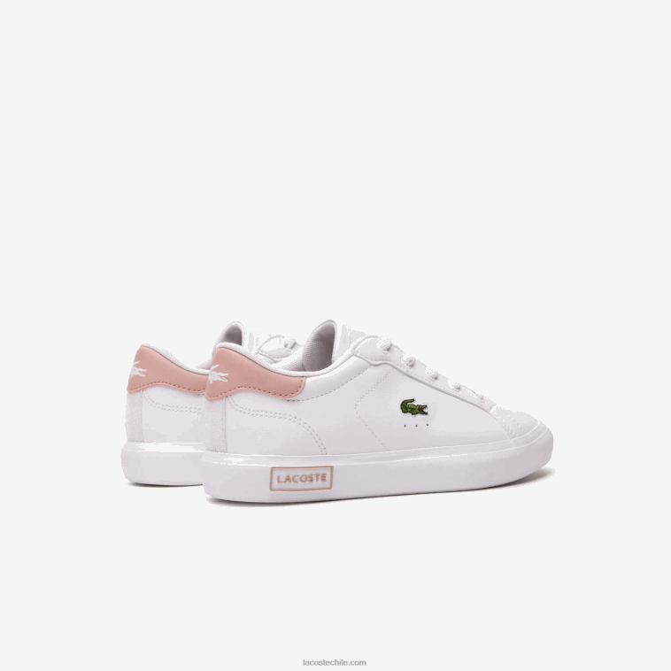 niños Lacoste blanco y rosa claro 1y9 tenis sintéticos powercourt N6XZ23066