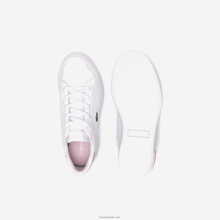 niños Lacoste blanco y rosa claro 1y9 tenis sintéticos powercourt N6XZ23066