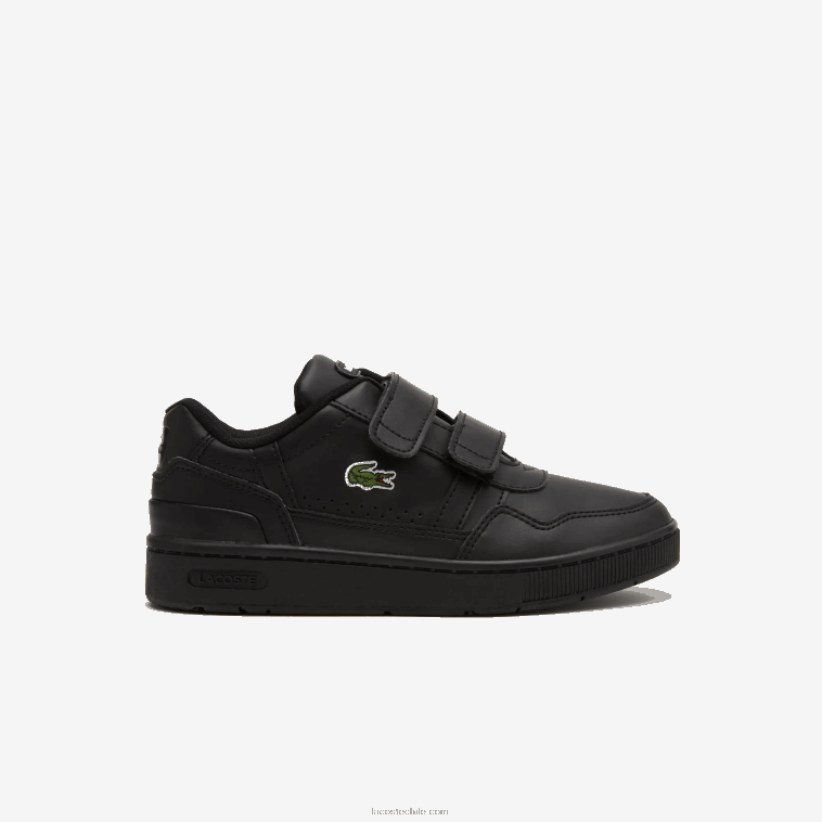 niños Lacoste negro 02h tenis sintéticos con clip en T N6XZ23113