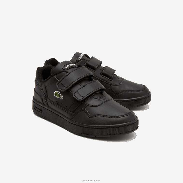 niños Lacoste negro 02h tenis sintéticos con clip en T N6XZ23113