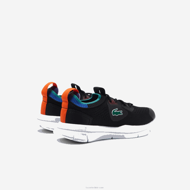 niños Lacoste negro azul 011 tenis run spin knit de tejido en contraste de color N6XZ23298