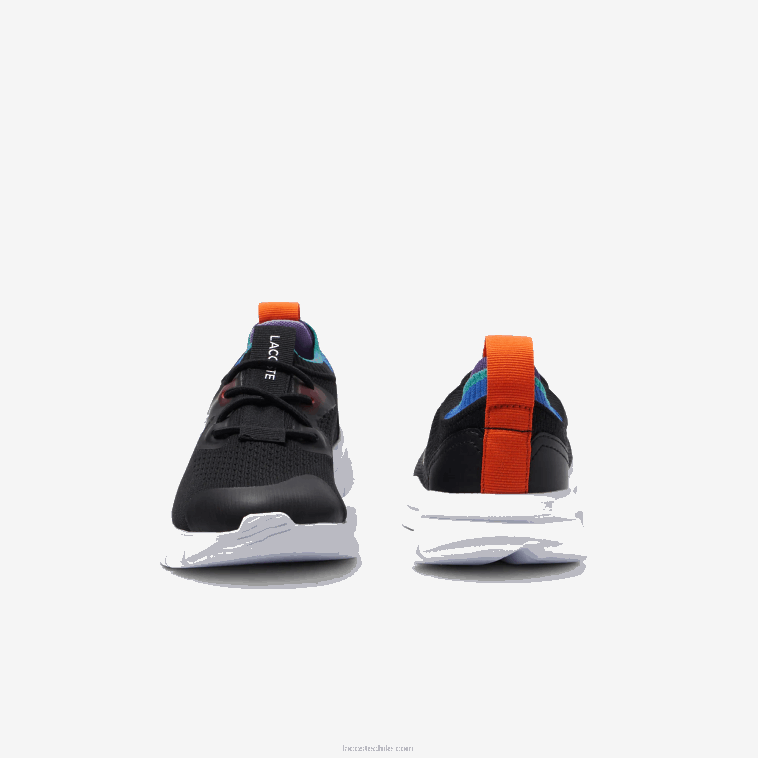 niños Lacoste negro azul 011 tenis run spin knit de tejido en contraste de color N6XZ23298